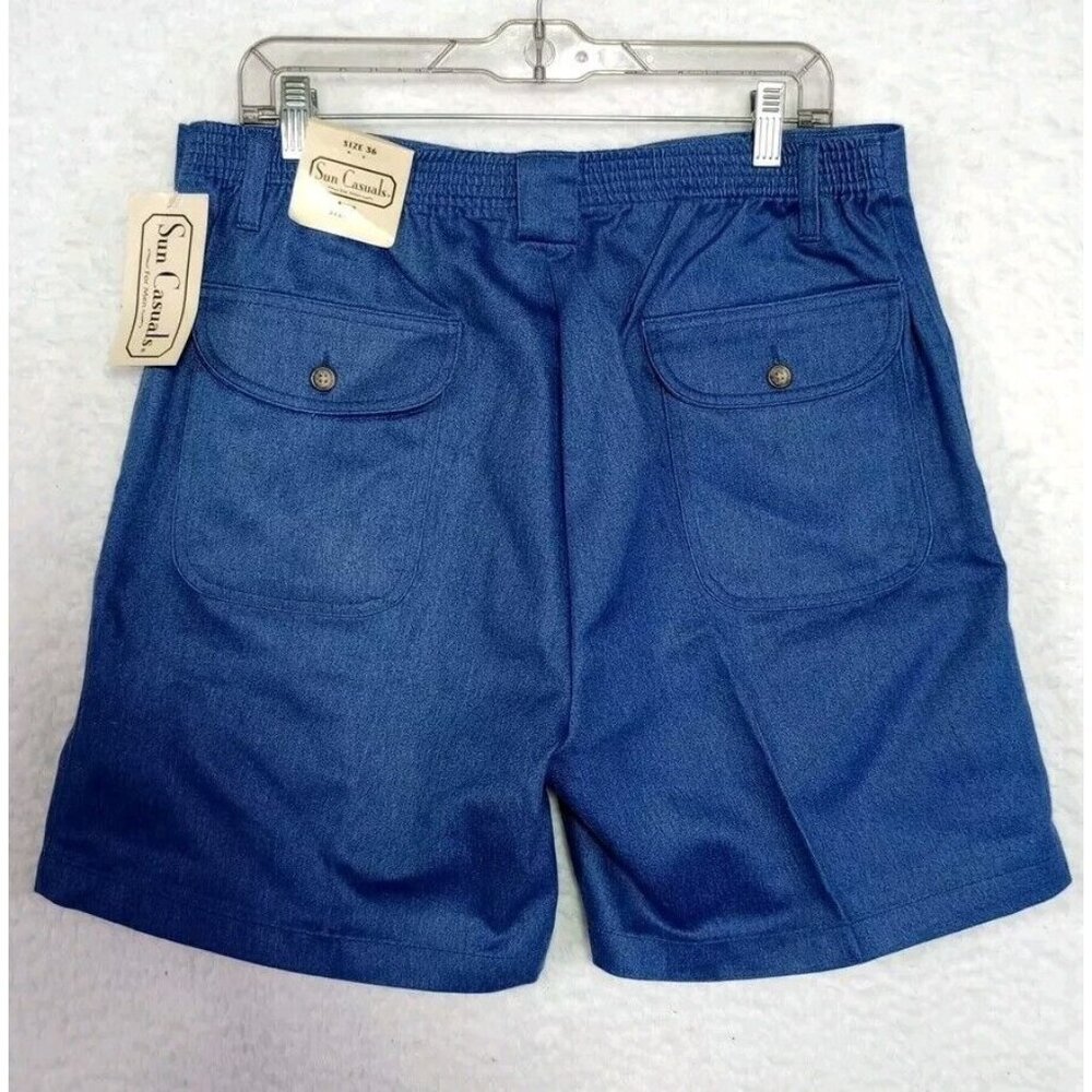 Vintage Sun Casuals Men's Blue Shorts Size 36 Stretch Waist NEW